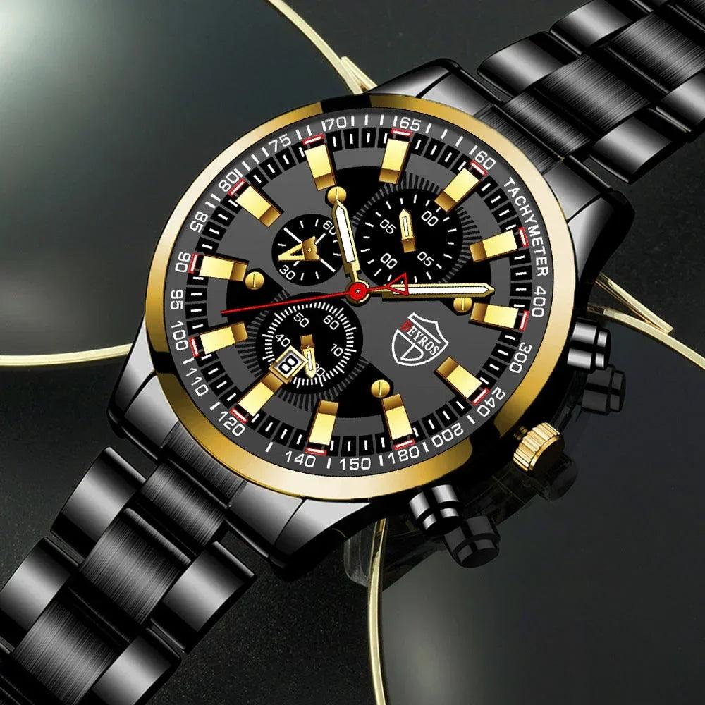 men’s stainless steel quartz watch