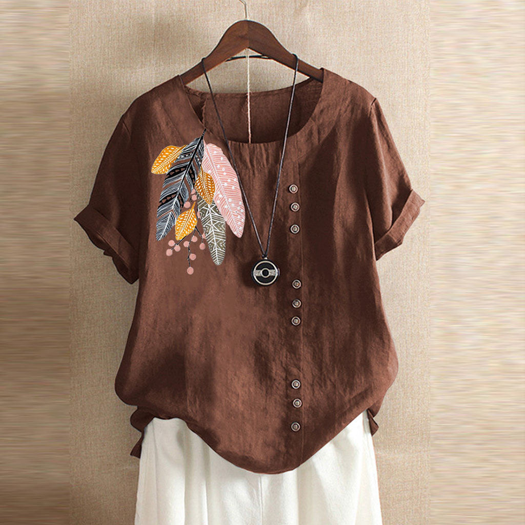 Women Printed Summer Top | Casual Lightweight Blouse Shirt Deviso