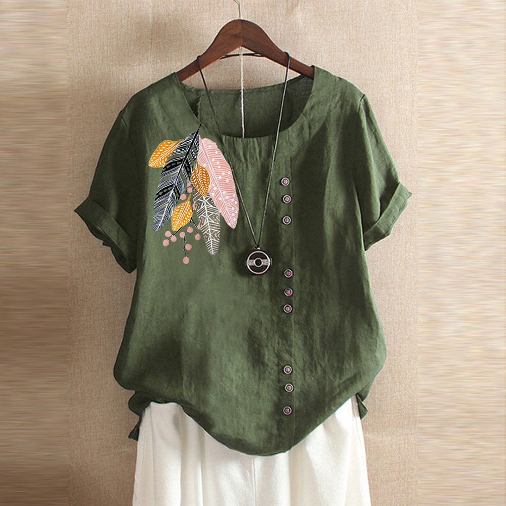 Women Printed Summer Top | Casual Lightweight Blouse Shirt Deviso