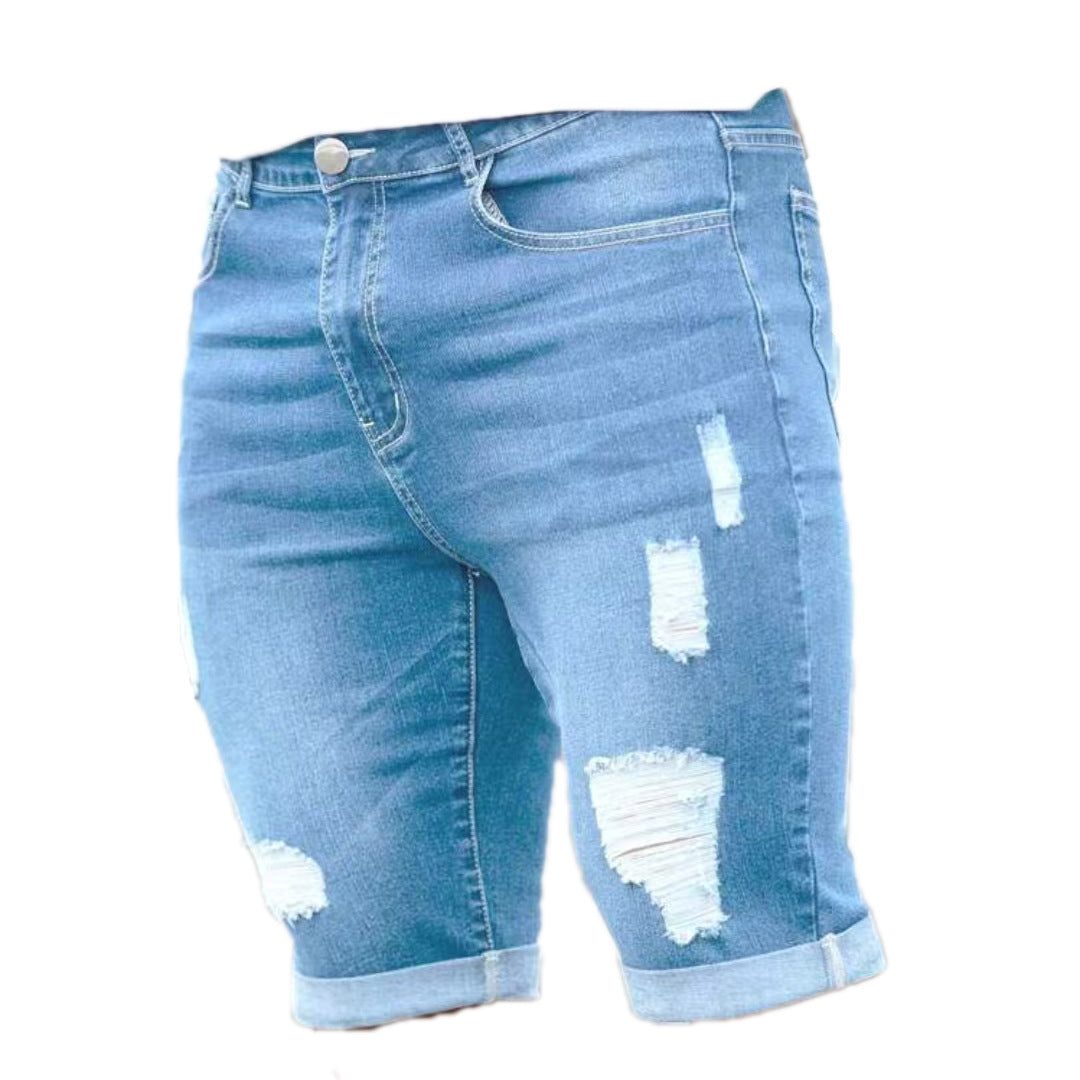 Men’s Blue Distressed Denim Shorts - Deviso