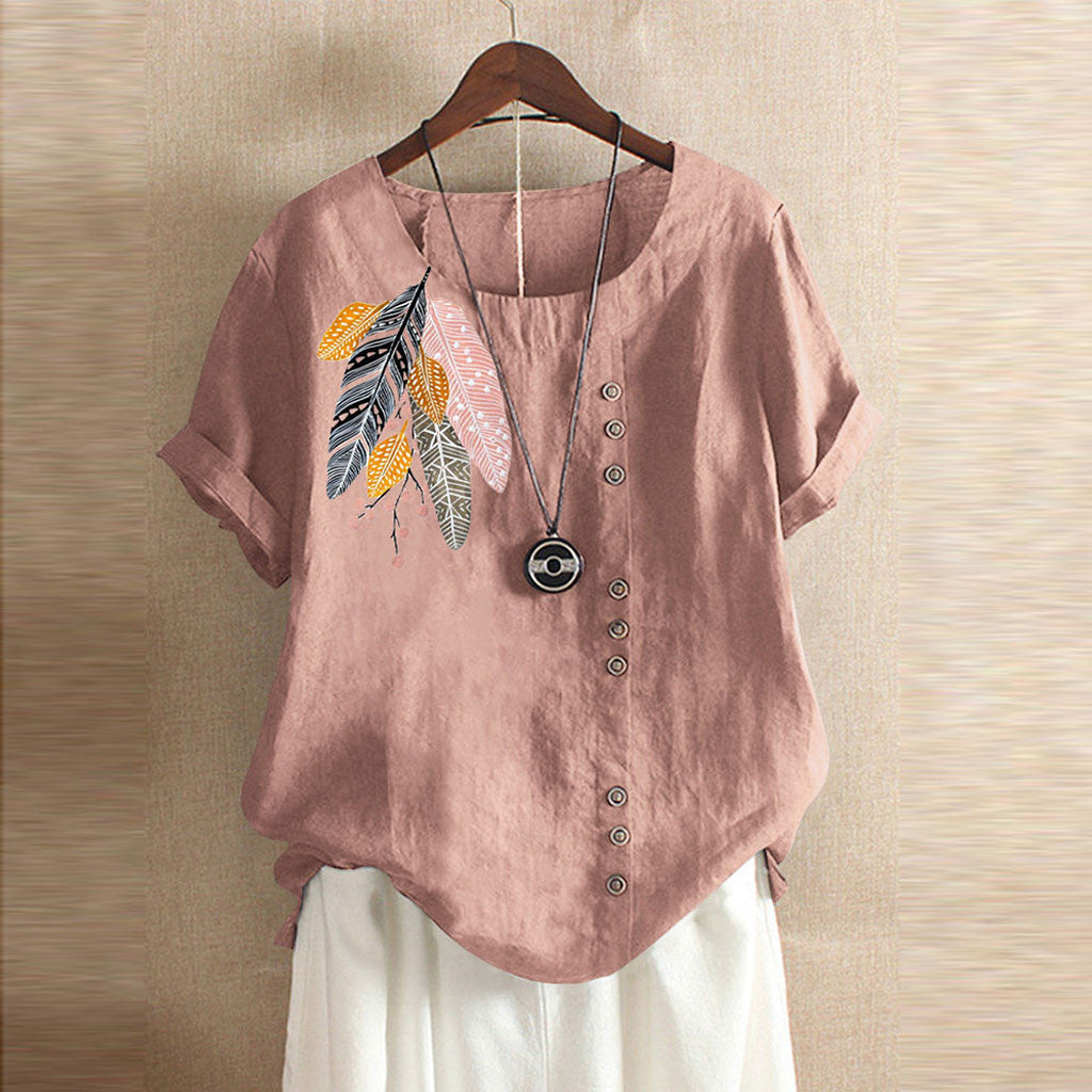 Women Printed Summer Top | Casual Lightweight Blouse Shirt Deviso