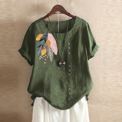 Women Printed Summer Top | Casual Lightweight Blouse Shirt Deviso