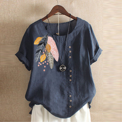 Women Printed Summer Top | Casual Lightweight Blouse Shirt Deviso
