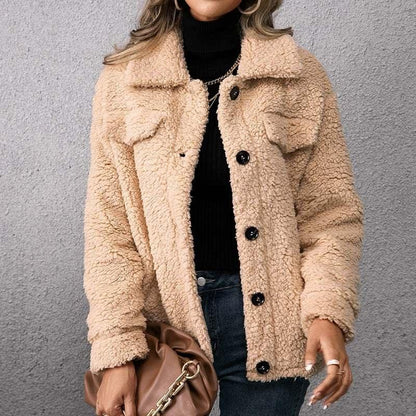 women’s single-breasted fleece coat