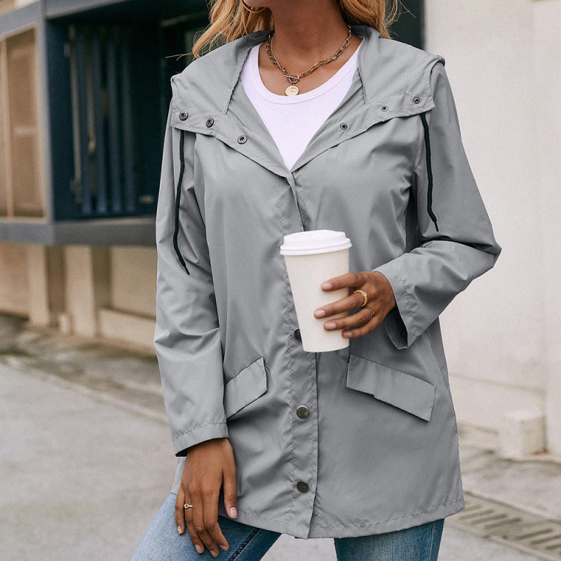 Women Waterproof Hooded Rain Jacket | Hiking Outdoor Windbreaker Coat