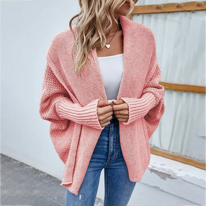 Women’s Loose Knit Bat Sleeve Cardigan - Deviso
