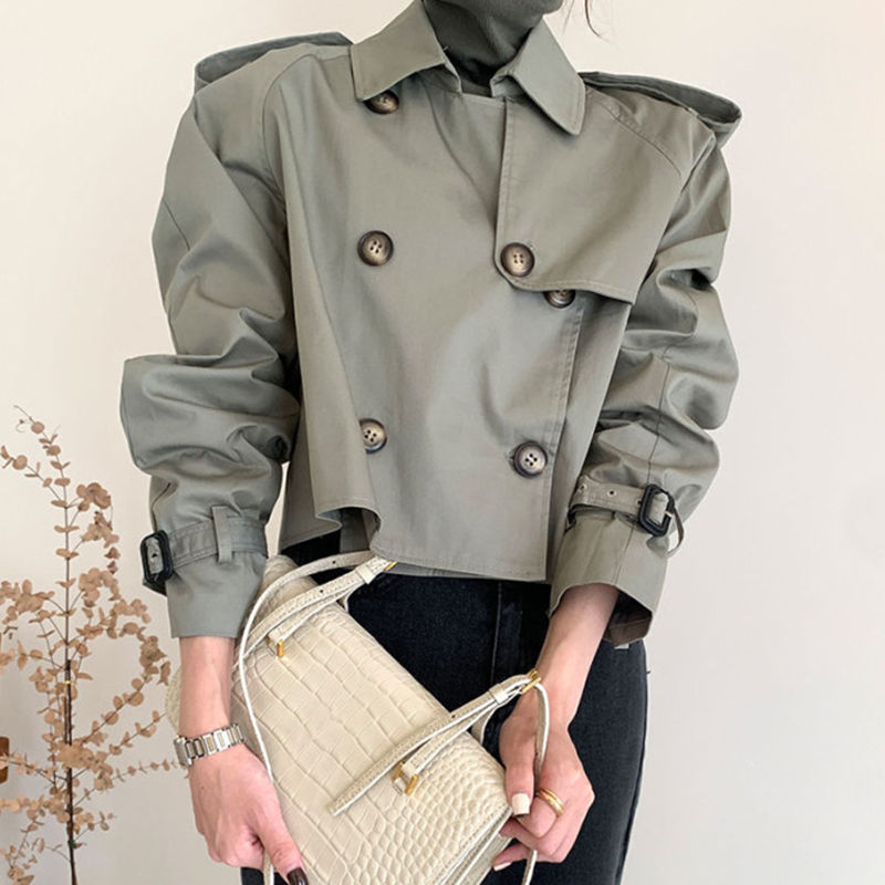 Women Short Trench Coat | Stylish Cropped Jacket Casual Outerwear
