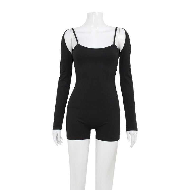 Women Slim Fit Athleisure Jumpsuit Set | Solid Color Summer Outfit