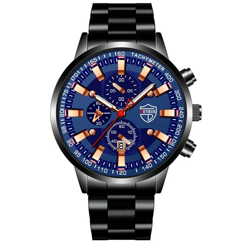 men’s stainless steel quartz watch