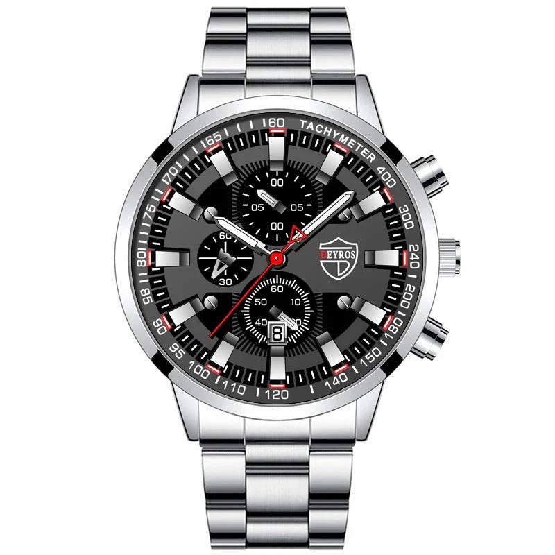 men’s stainless steel quartz watch