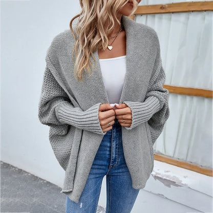 Women’s Loose Knit Bat Sleeve Cardigan - Deviso
