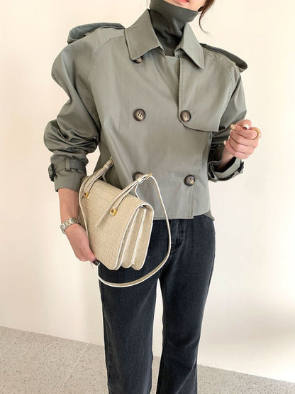 Women Short Trench Coat | Stylish Cropped Jacket Casual Outerwear