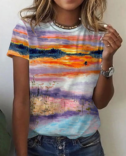Printed Casual T-Shirt for Women | Lightweight Summer Tee Deviso