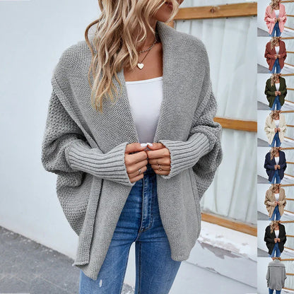 Women’s Loose Knit Bat Sleeve Cardigan - Deviso