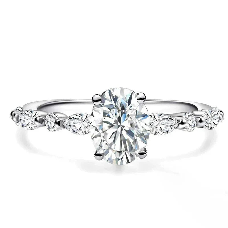 Elegant Oval Zircon Ring for Women - Deviso