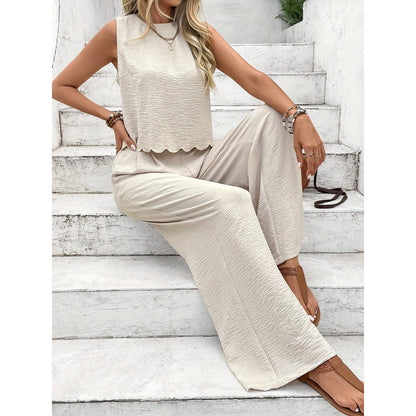 Women 2 Piece Summer Set | Sleeveless Top &amp; Casual Pants Outfit