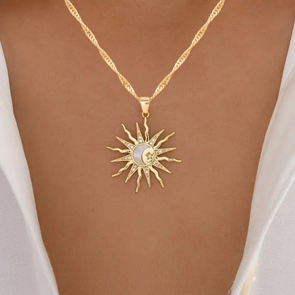 Sun Pendant Necklace for Women – Gold Minimal Jewelry